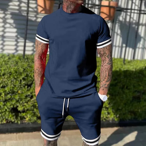 Men’s Contrast-Trim T-Shirt and Shorts Set