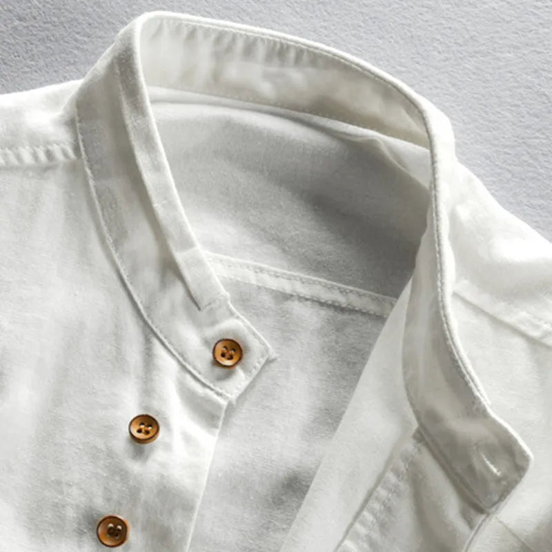 Men’s Japanese-Inspired Linen Blend Casual Shirt