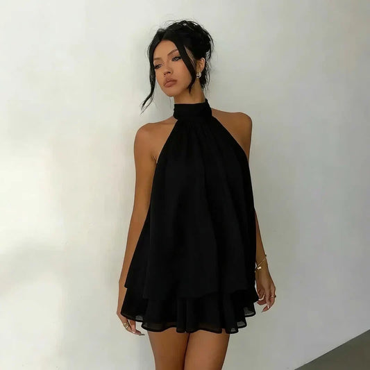 Women’s Layered Halter Tie Dress