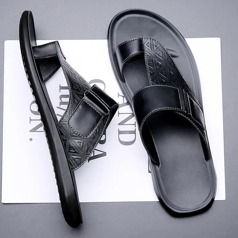 Men’s Geometric Strap Toe-Loop Sandals