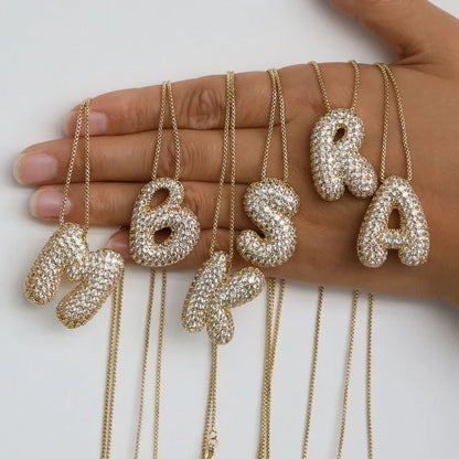 Waterproof 18K Gold Plated Bubble Initial Necklace
