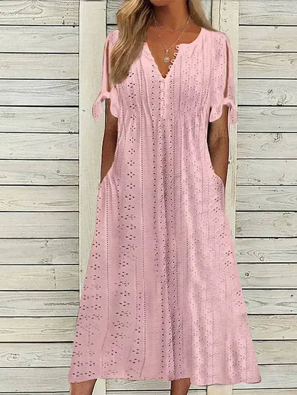 🌸 Broderie Elegance Midi Dress