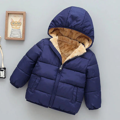 Kids’ Hooded Cashmere-Like Lined Winter Zip Jacket