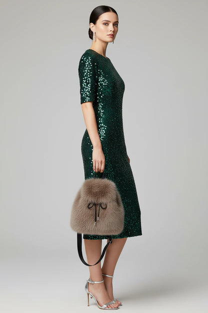 Women’s Faux Fur Drawstring Backpack