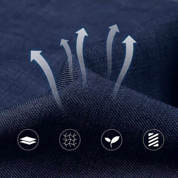 High-waisted, straight-leg stretch jeans for men