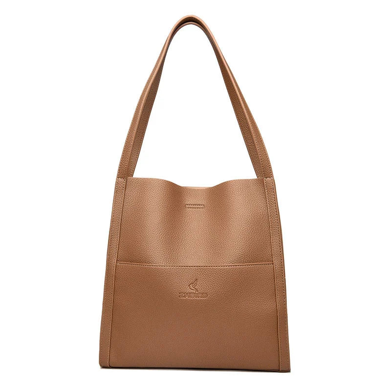 Solid Colour Simple Leather-Look Shoulder Bag
