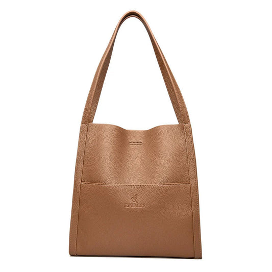 Solid Colour Simple Leather-Look Shoulder Bag