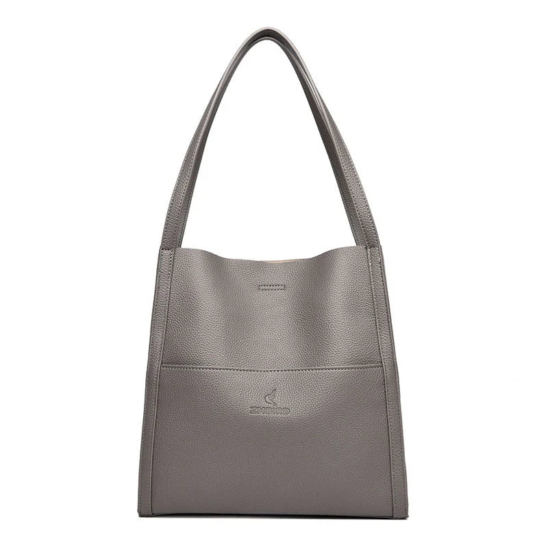 Solid Colour Simple Leather-Look Shoulder Bag