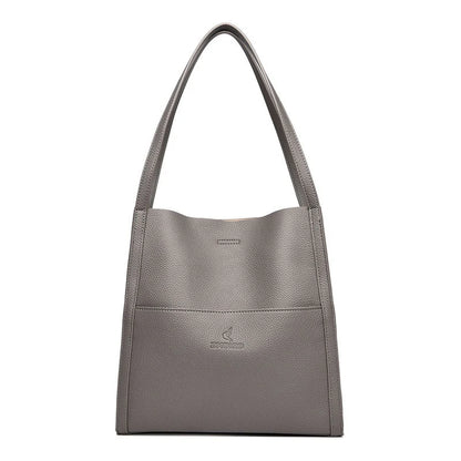Solid Colour Simple Leather-Look Shoulder Bag