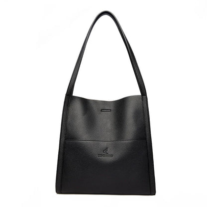 Solid Colour Simple Leather-Look Shoulder Bag