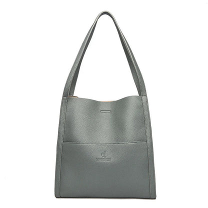 Solid Colour Simple Leather-Look Shoulder Bag