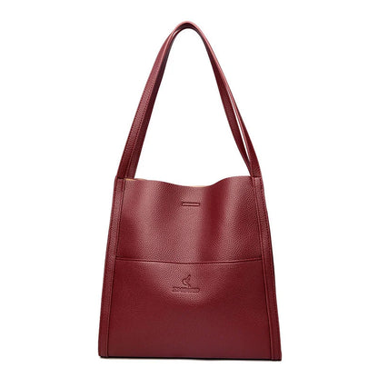 Solid Colour Simple Leather-Look Shoulder Bag