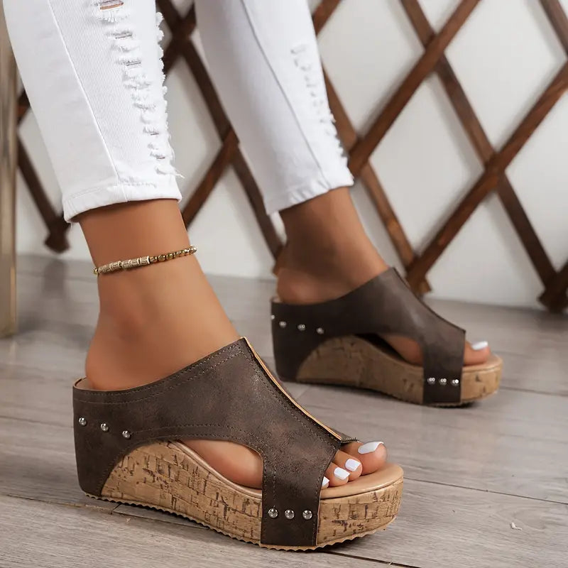 Solid Platform Slip-On Sandals