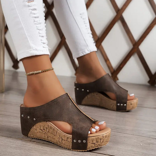 Solid Platform Slip-On Sandals