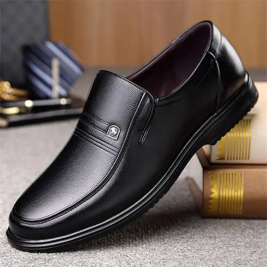 Men's leather-look soft sole comfortable casual loafers