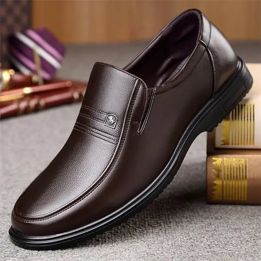 Men's leather-look soft sole comfortable casual loafers