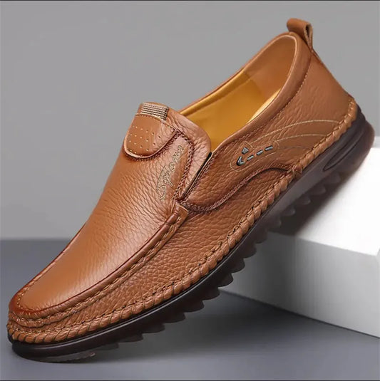 Men's Leather-Look Soft Sole Non-Slip Arch Support Loafers