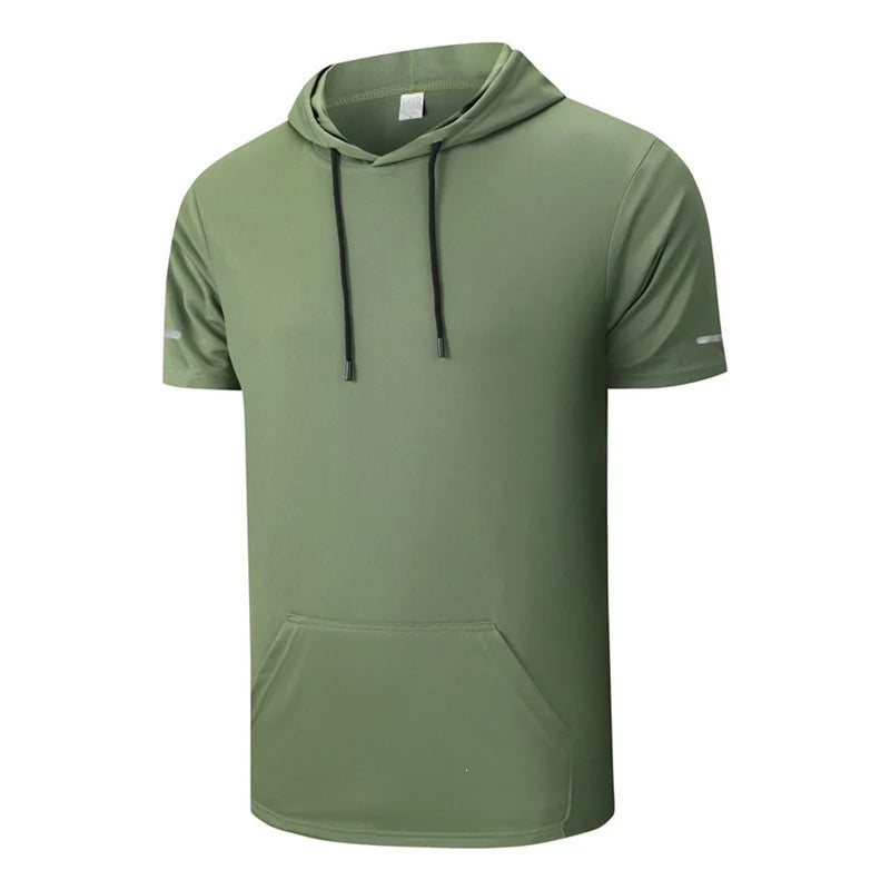 Men’s Quick-Dry Hooded Sports T-Shirt