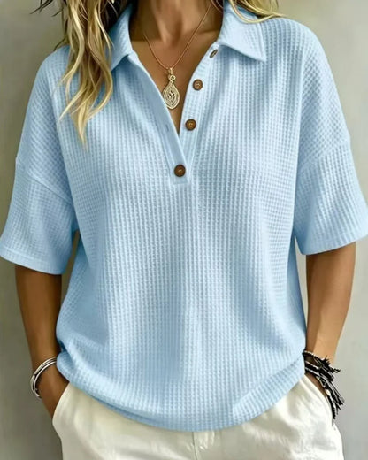 Women’s Waffle-Texture Polo Top