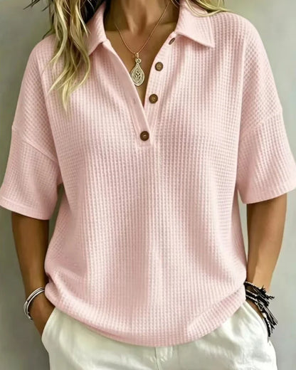 Women’s Waffle-Texture Polo Top