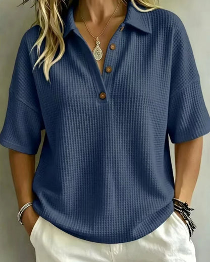 Women’s Waffle-Texture Polo Top