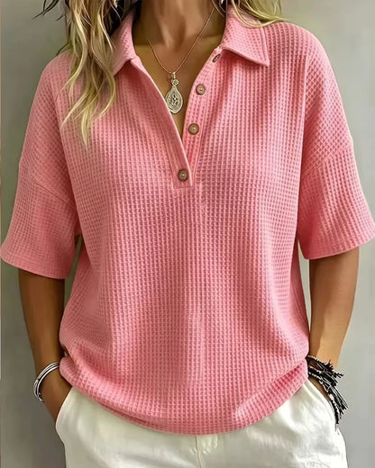 Women’s Waffle-Texture Polo Top