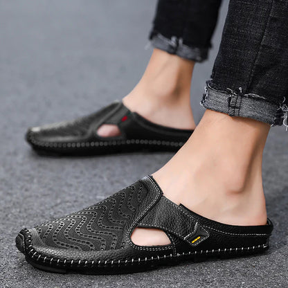 Men’s Leather-Look Perforated Comfort Sandals