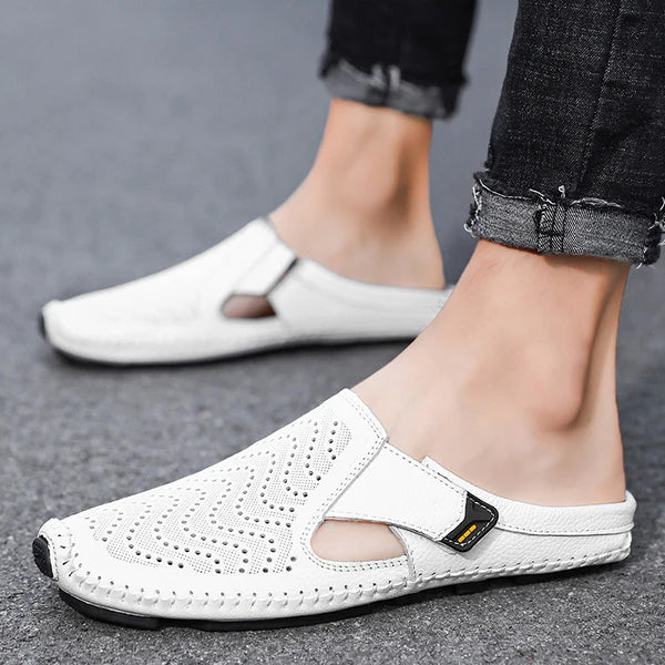 Men’s Leather-Look Perforated Comfort Sandals