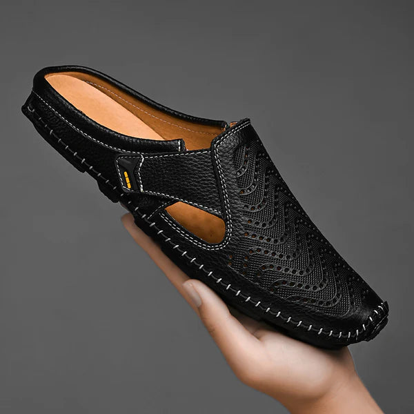Men’s Leather-Look Perforated Comfort Sandals