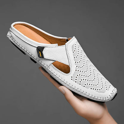 Men’s Leather-Look Perforated Comfort Sandals