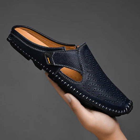 Men’s Leather-Look Perforated Comfort Sandals