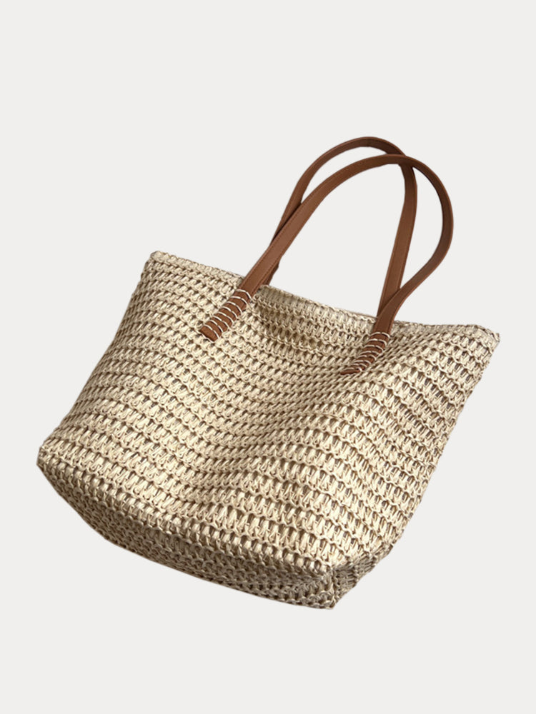 Women’s Woven Straw Shoulder Tote Bag