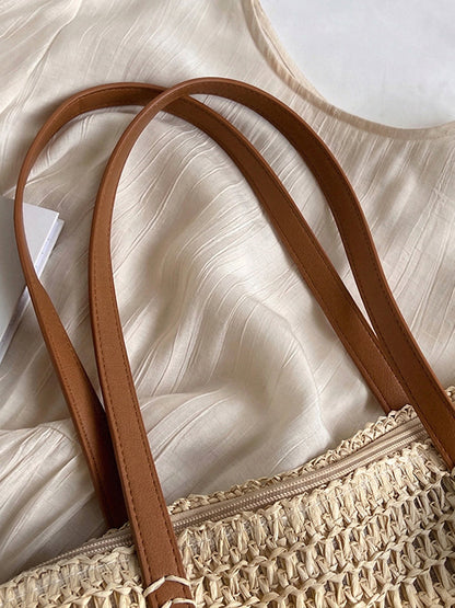 Women’s Woven Straw Shoulder Tote Bag