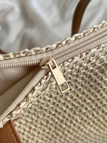 Women’s Woven Straw Shoulder Tote Bag
