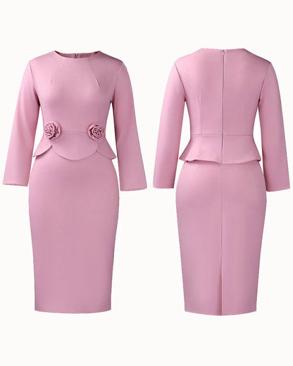Elegant 3D Floral Bodycon Pencil Dress