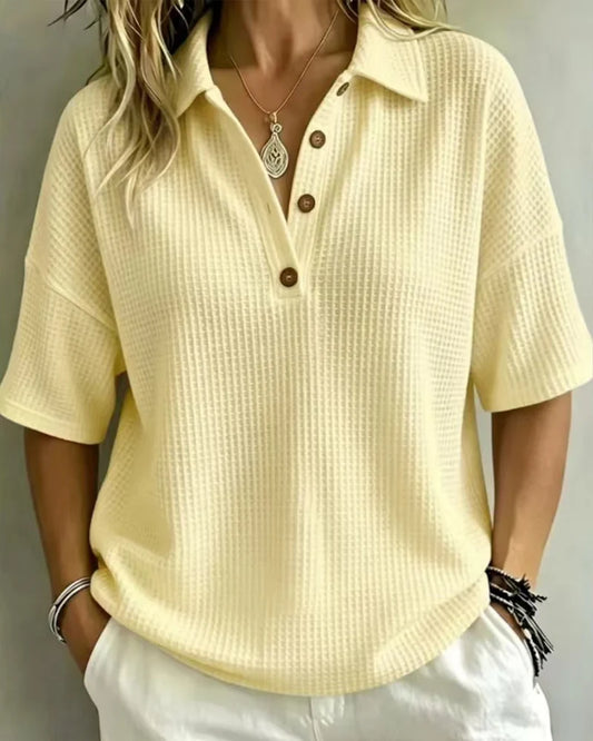 Women’s Waffle-Texture Polo Top