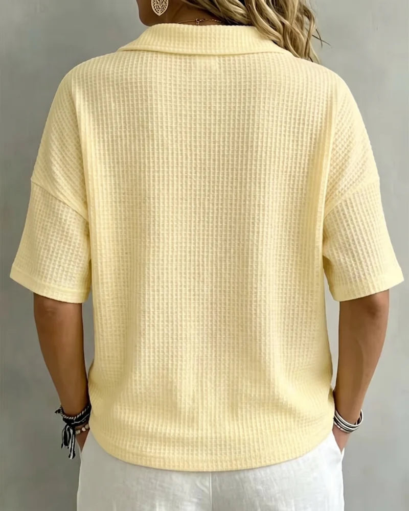 Women’s Waffle-Texture Polo Top