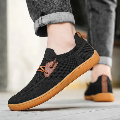 Men’s Knit Leather-Look Trainer