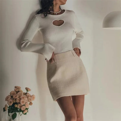 Women’s Heart-Cutout Ribbed Knit Top