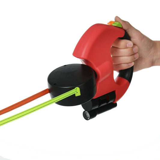 Retractable Two Way Dog Lead with Dual Control and Built In Light