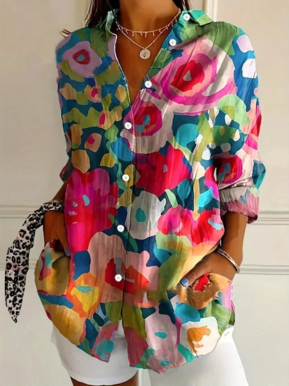 Women’s Colour Splash Pocket Shirt Blouse