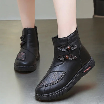 Women’s Floral Detail Side Zip Ankle Boots
