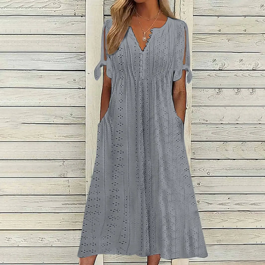 🌸 Broderie Elegance Midi Dress