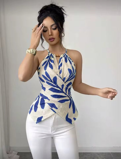 Women's Botanical Print Halter Top