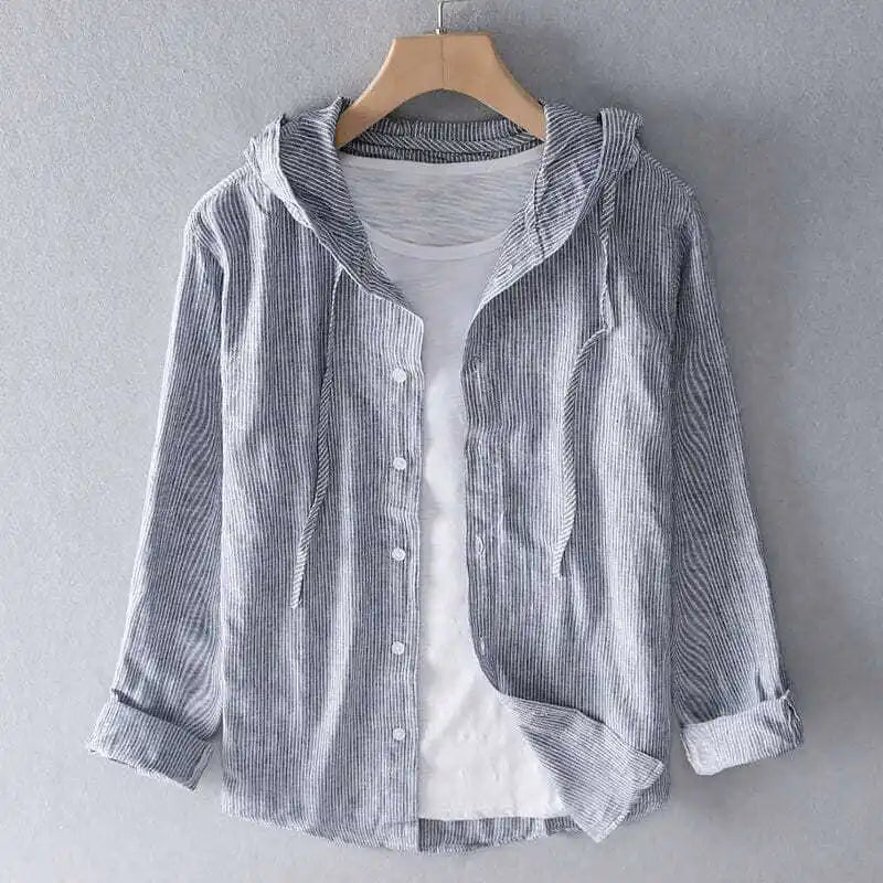 Women’s Striped Hooded Button-Up Shirt