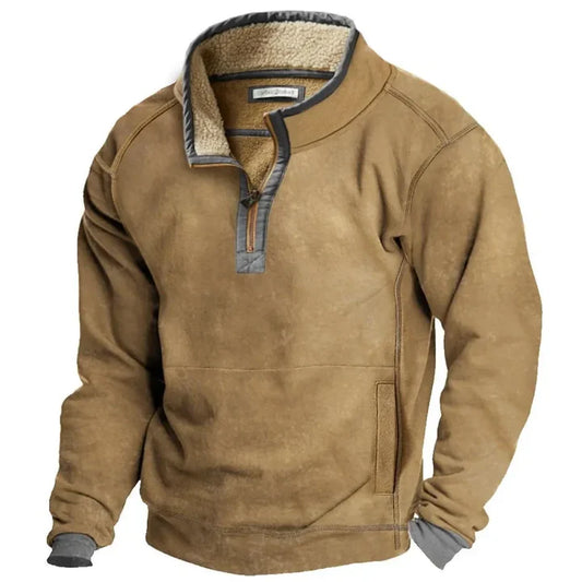 Men’s Casual Half Zip Stand Collar Hoodie