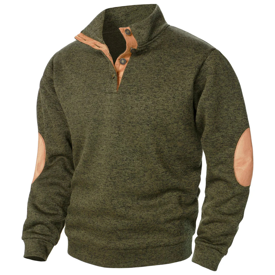 Modern Knit Button-Collar Sweater
