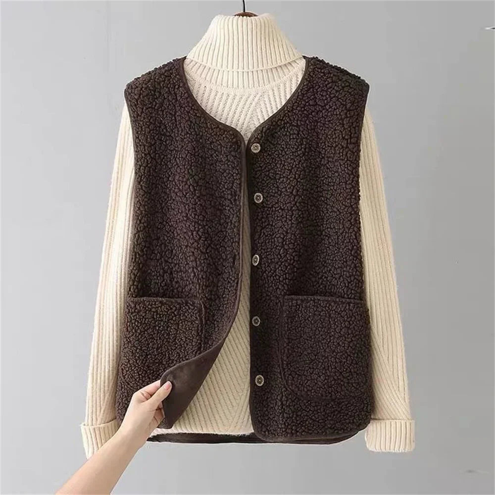 Women's Wool Blend Button-Front Vest
