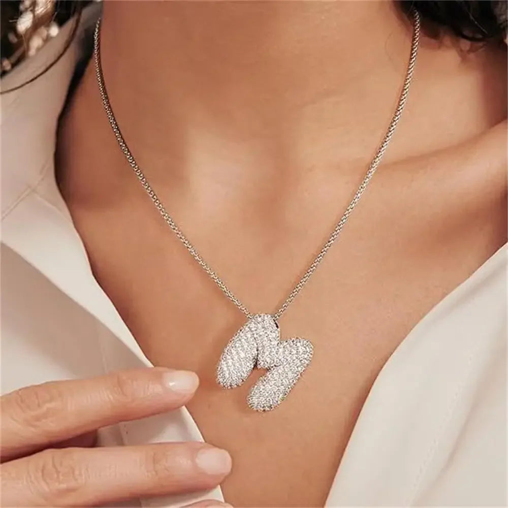 Waterproof 18K Gold Plated Bubble Initial Necklace