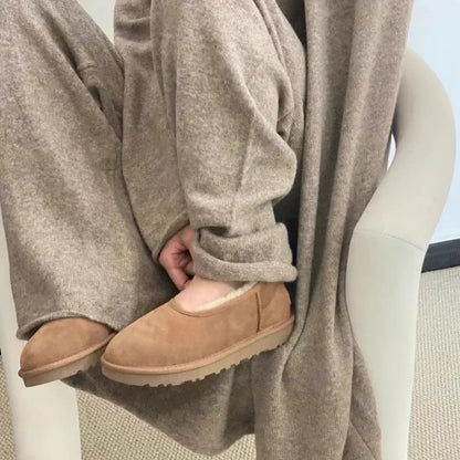 Women’s Faux-Fur Lined Leather Moccasin Slippers